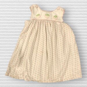 True 4t Pink Green Strawberry Button Bib Dress Summer